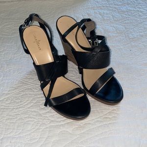 Cole Haan Nike Air Black Leather Wedges